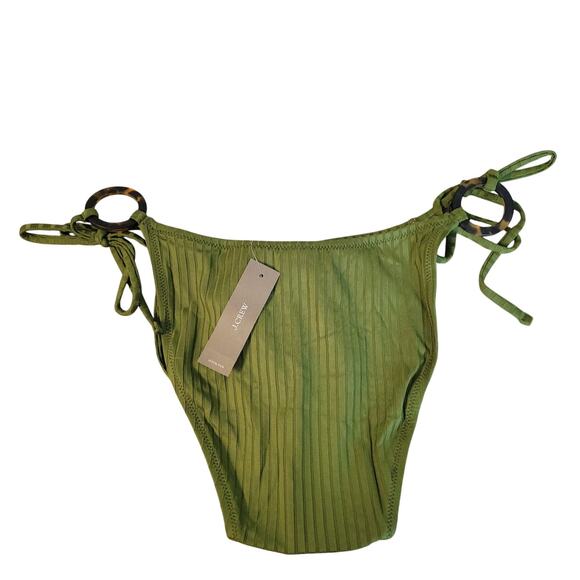 NWT J.Crew‎ Wide Rib Curved Waist Cheeky String Bikini Bottom  w/ Rings Size M - Picture 2 of 6